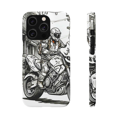 Biker Black & White Cartoon Art Snap Case - Colorwink