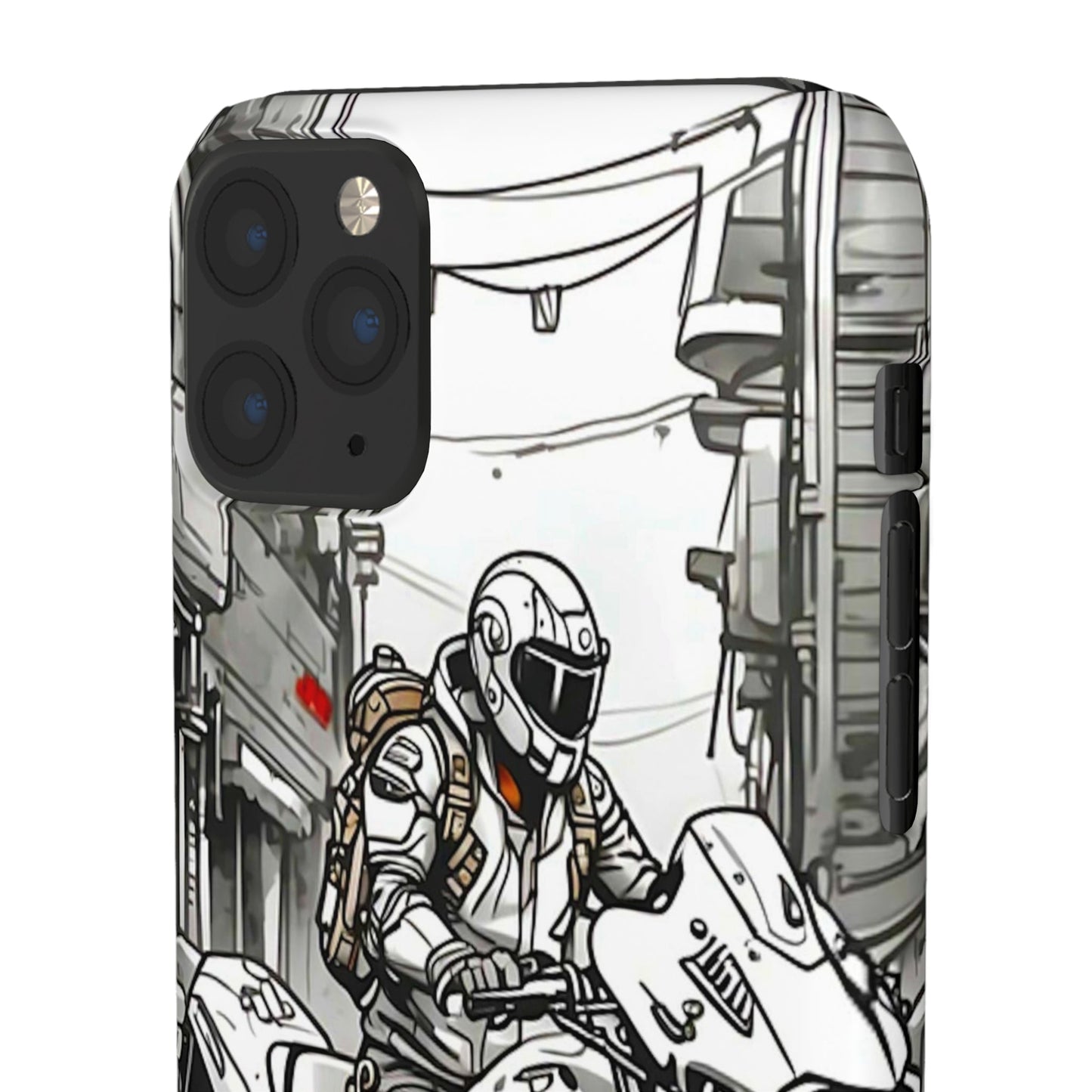 Biker Black & White Cartoon Art Snap Case - Colorwink