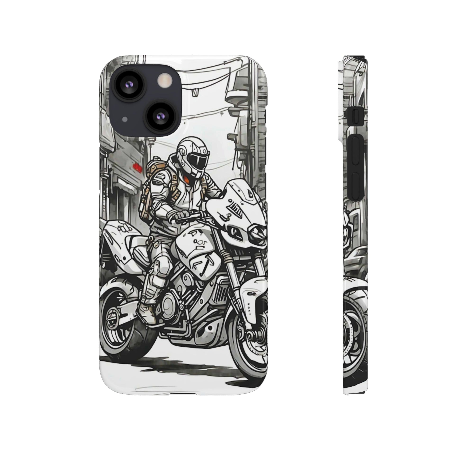 Biker Black & White Cartoon Art Snap Case - Colorwink