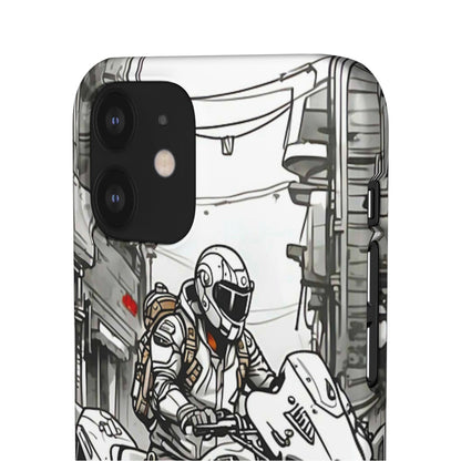 Biker Black & White Cartoon Art Snap Case - Colorwink