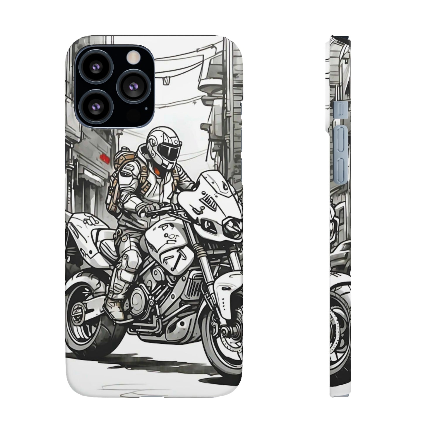 Biker Black & White Cartoon Art Snap Case - Colorwink