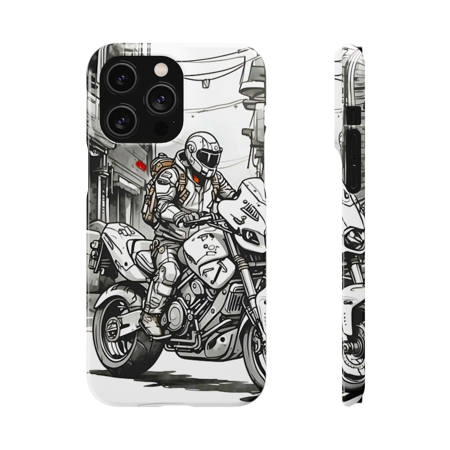 Biker Black & White Cartoon Art Snap Case - Colorwink