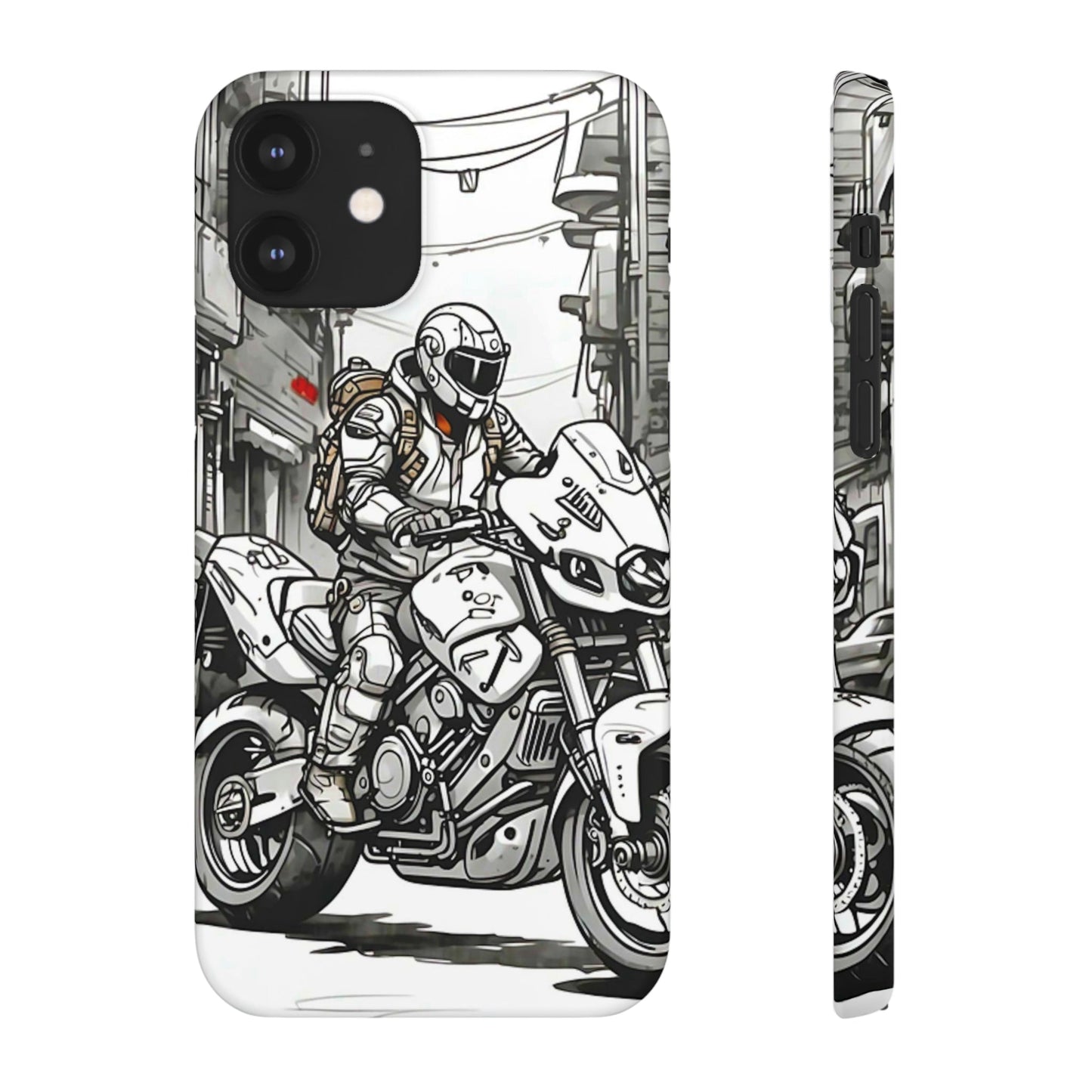 Biker Black & White Cartoon Art Snap Case - Colorwink