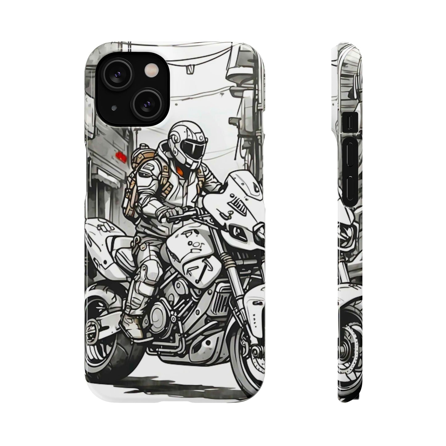 Biker Black & White Cartoon Art Snap Case - Colorwink