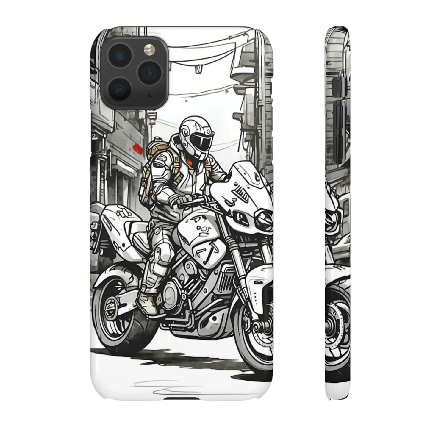 Biker Black & White Cartoon Art Snap Case - Colorwink