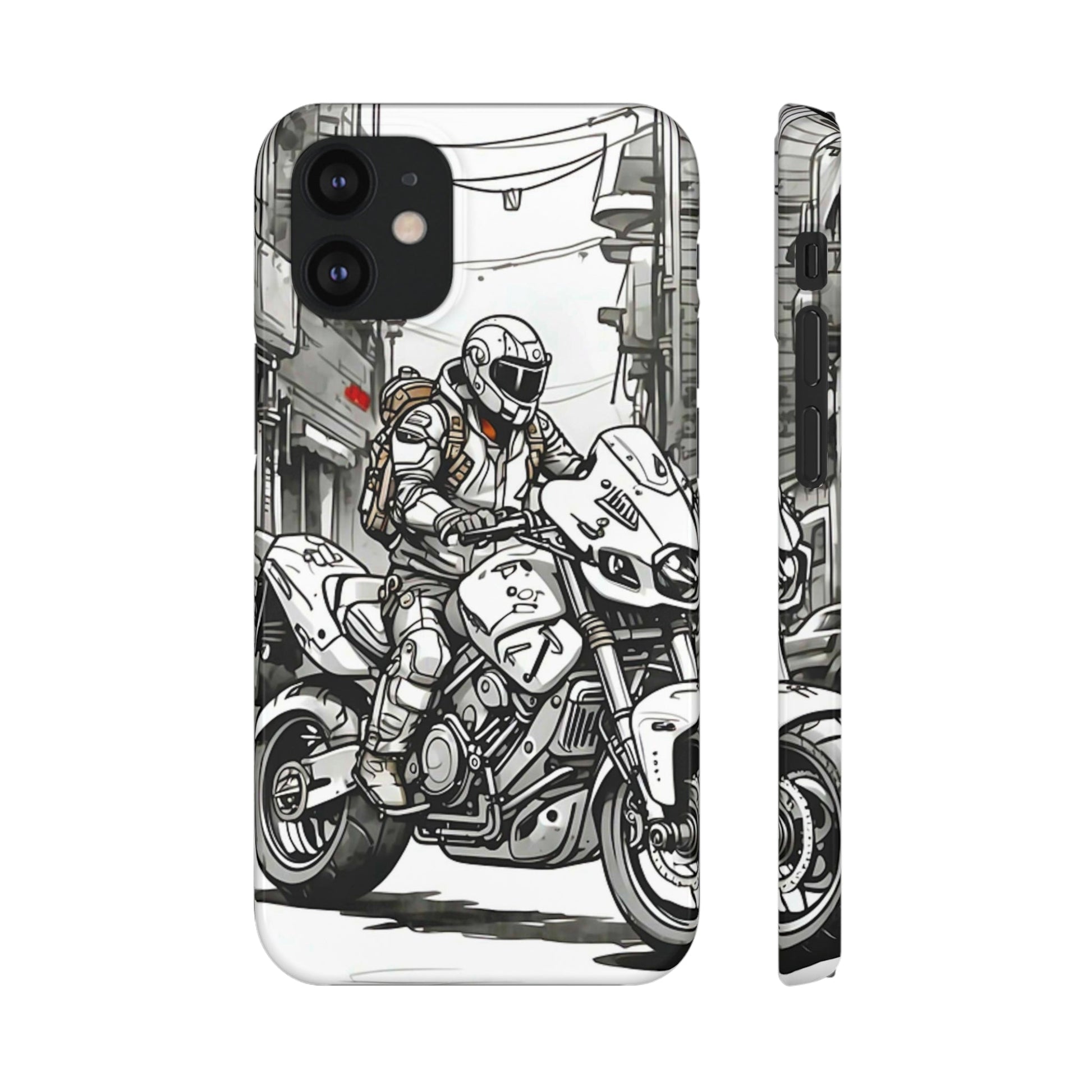 Biker Black & White Cartoon Art Snap Case - Colorwink