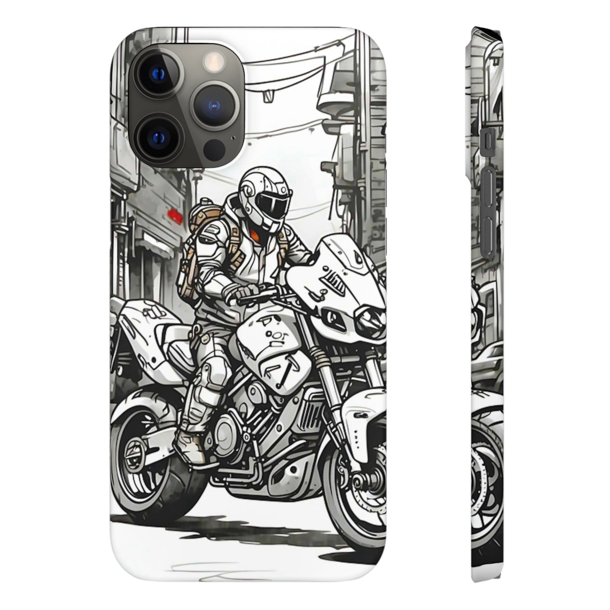 Biker Black & White Cartoon Art Snap Case - Colorwink