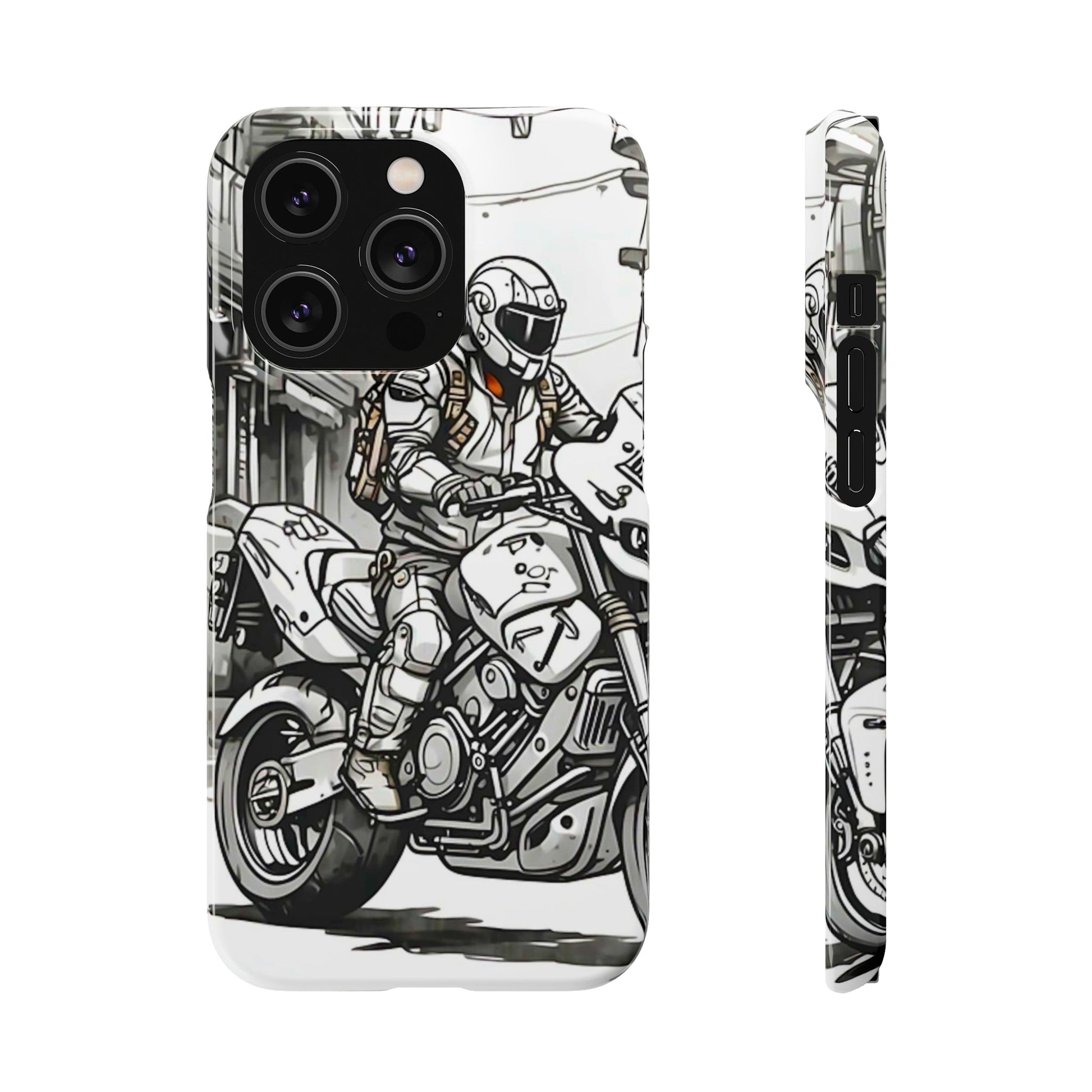 Biker Black & White Cartoon Art Snap Case - Colorwink