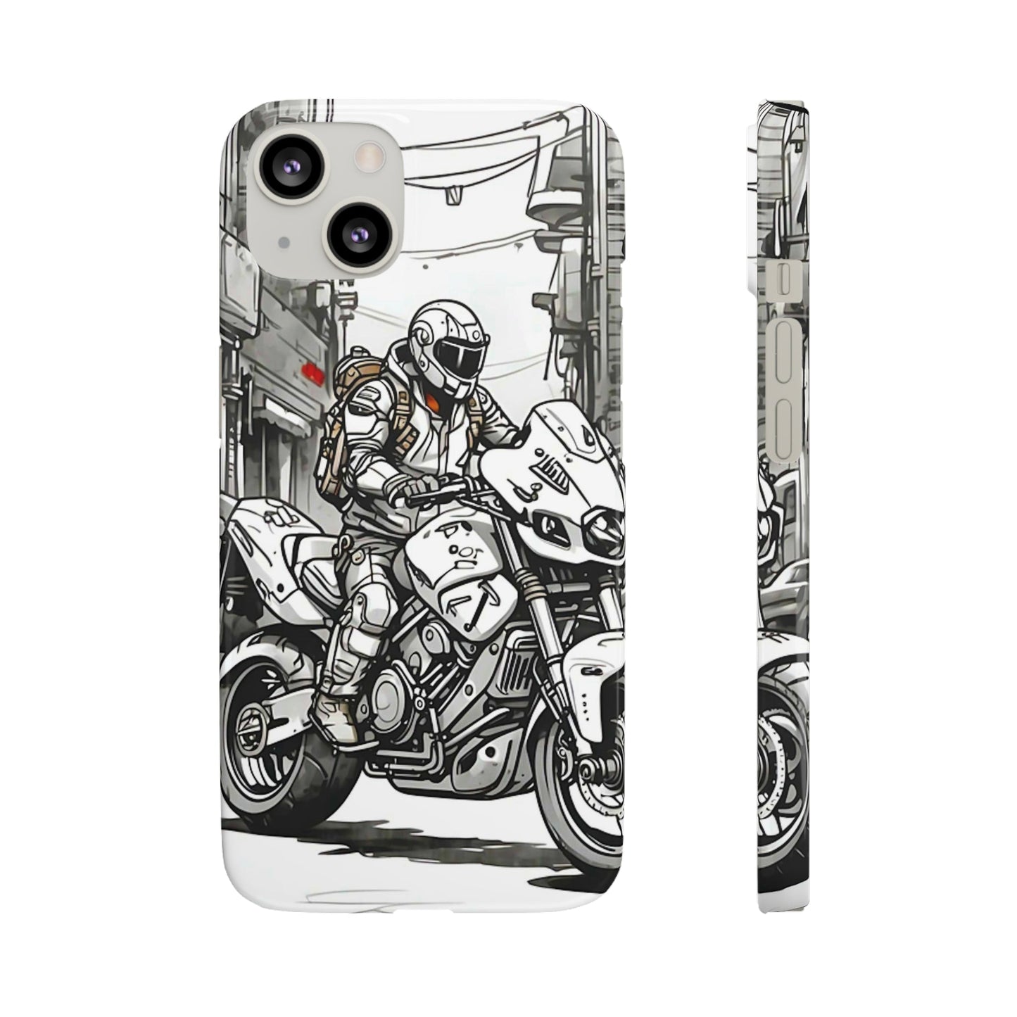 Biker Black & White Cartoon Art Snap Case - Colorwink