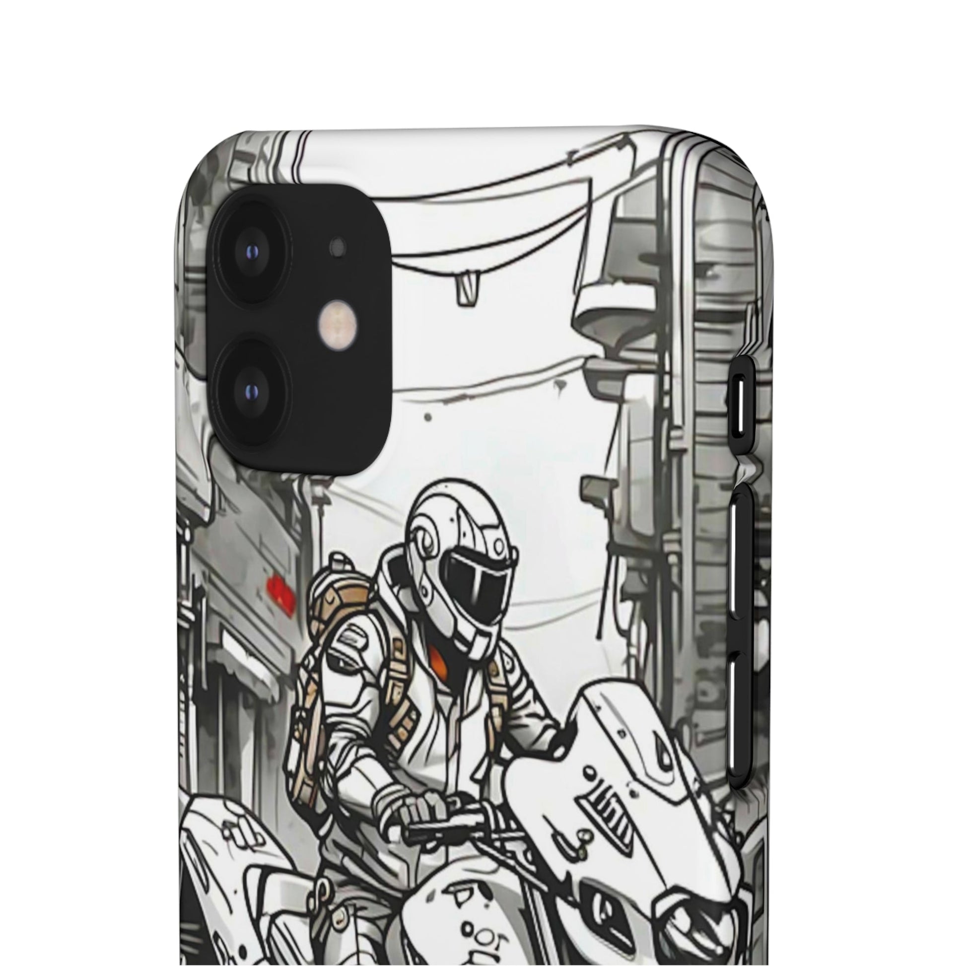 Biker Black & White Cartoon Art Snap Case - Colorwink