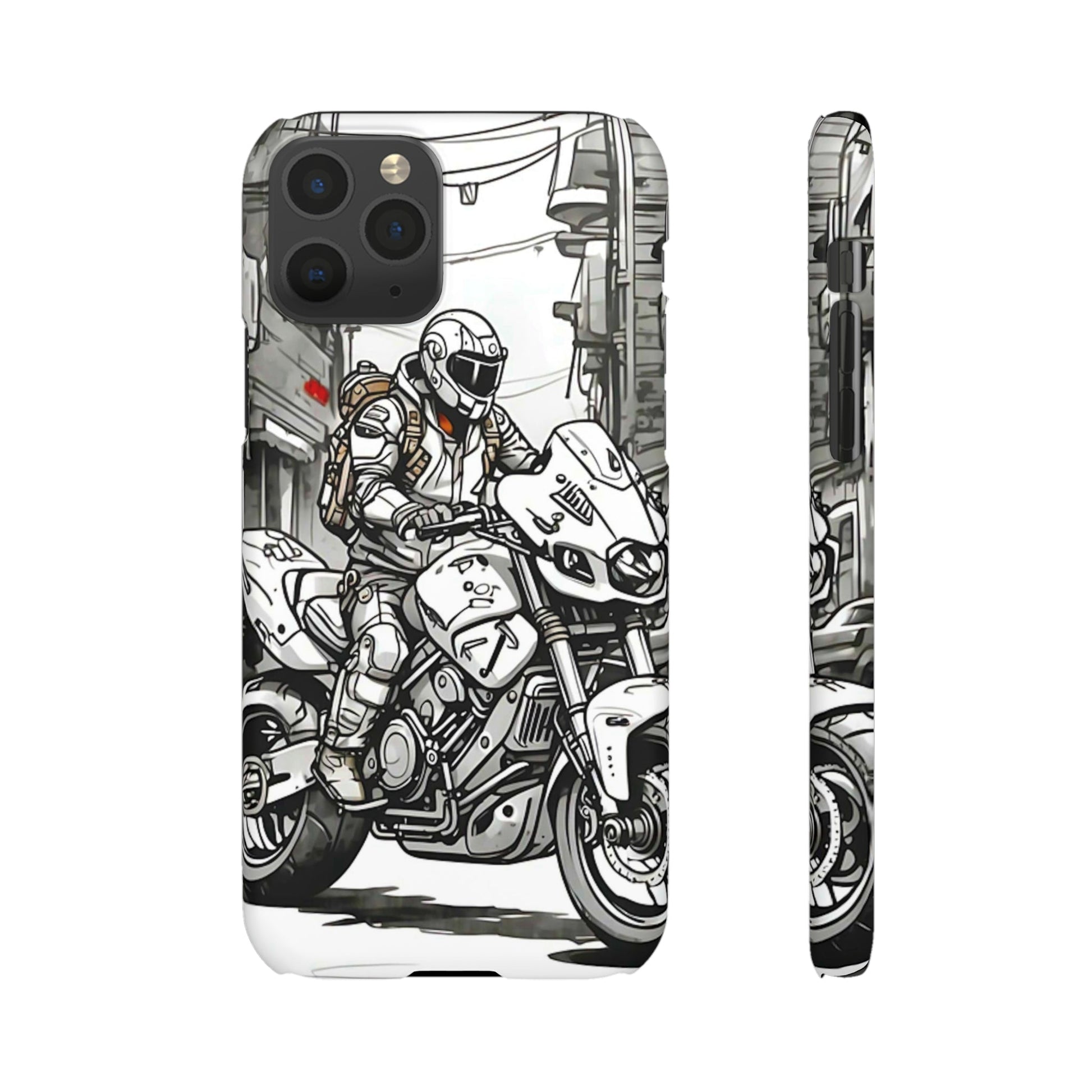 Biker Black & White Cartoon Art Snap Case - Colorwink