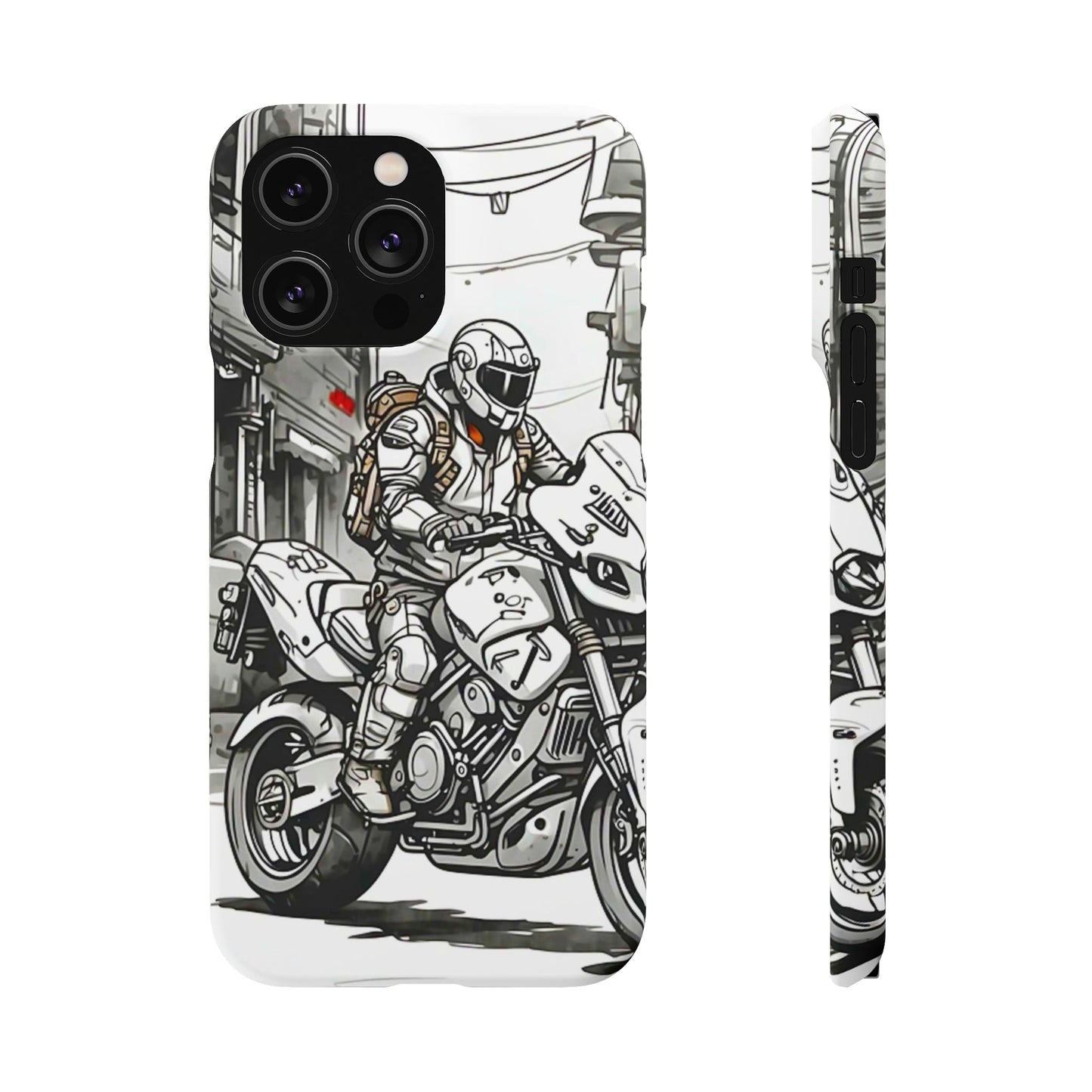 Biker Black & White Cartoon Art Snap Case - Colorwink