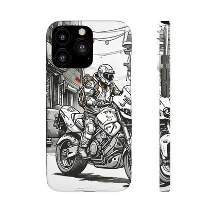 Biker Black & White Cartoon Art Snap Case - Colorwink