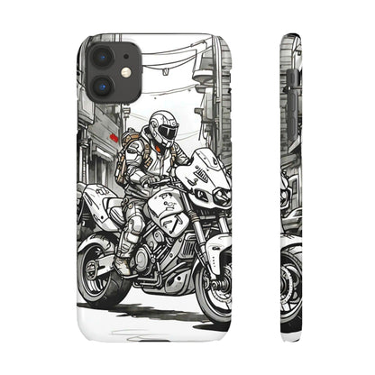 Biker Black & White Cartoon Art Snap Case - Colorwink