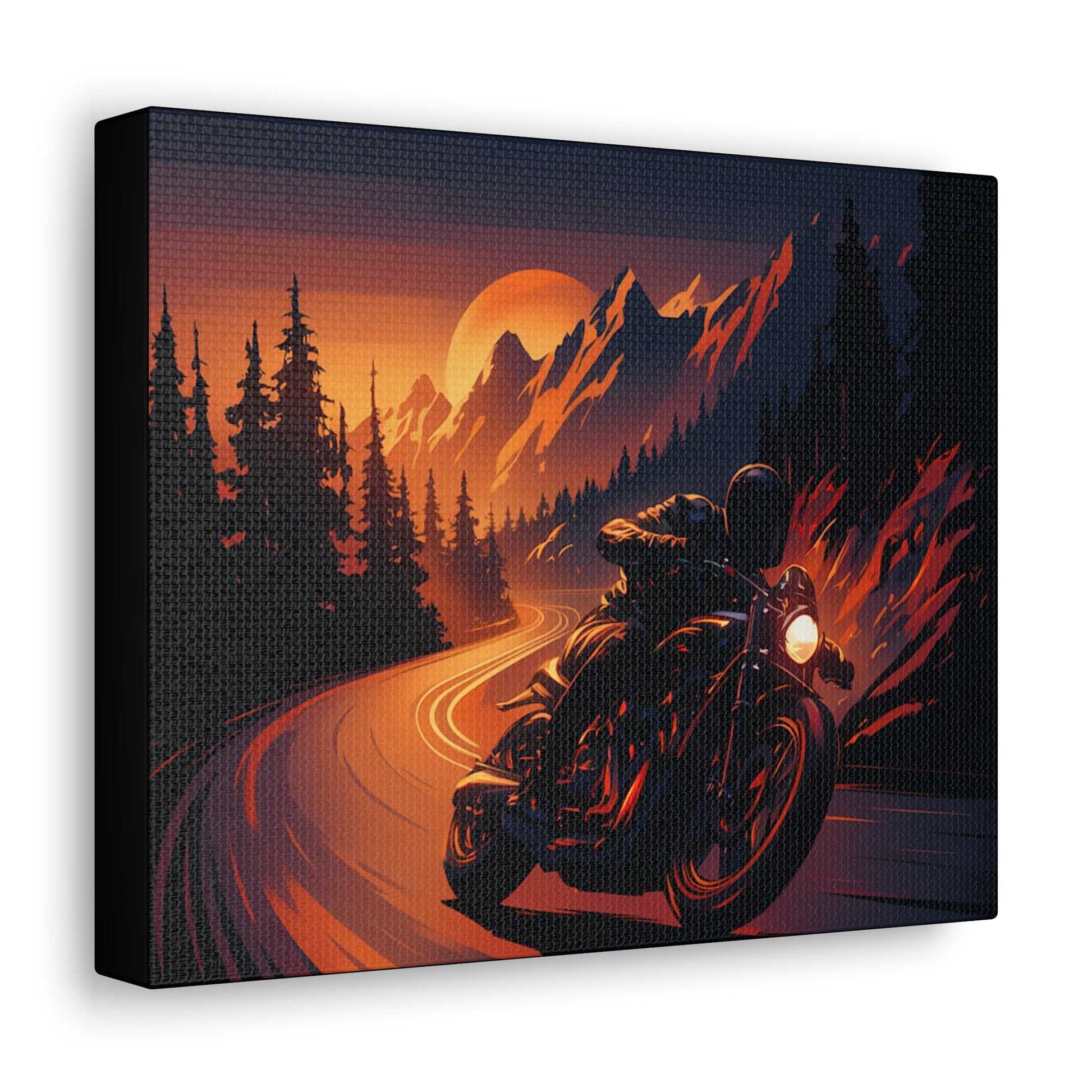 Biker Mountainside Art Canvas - Colorwink