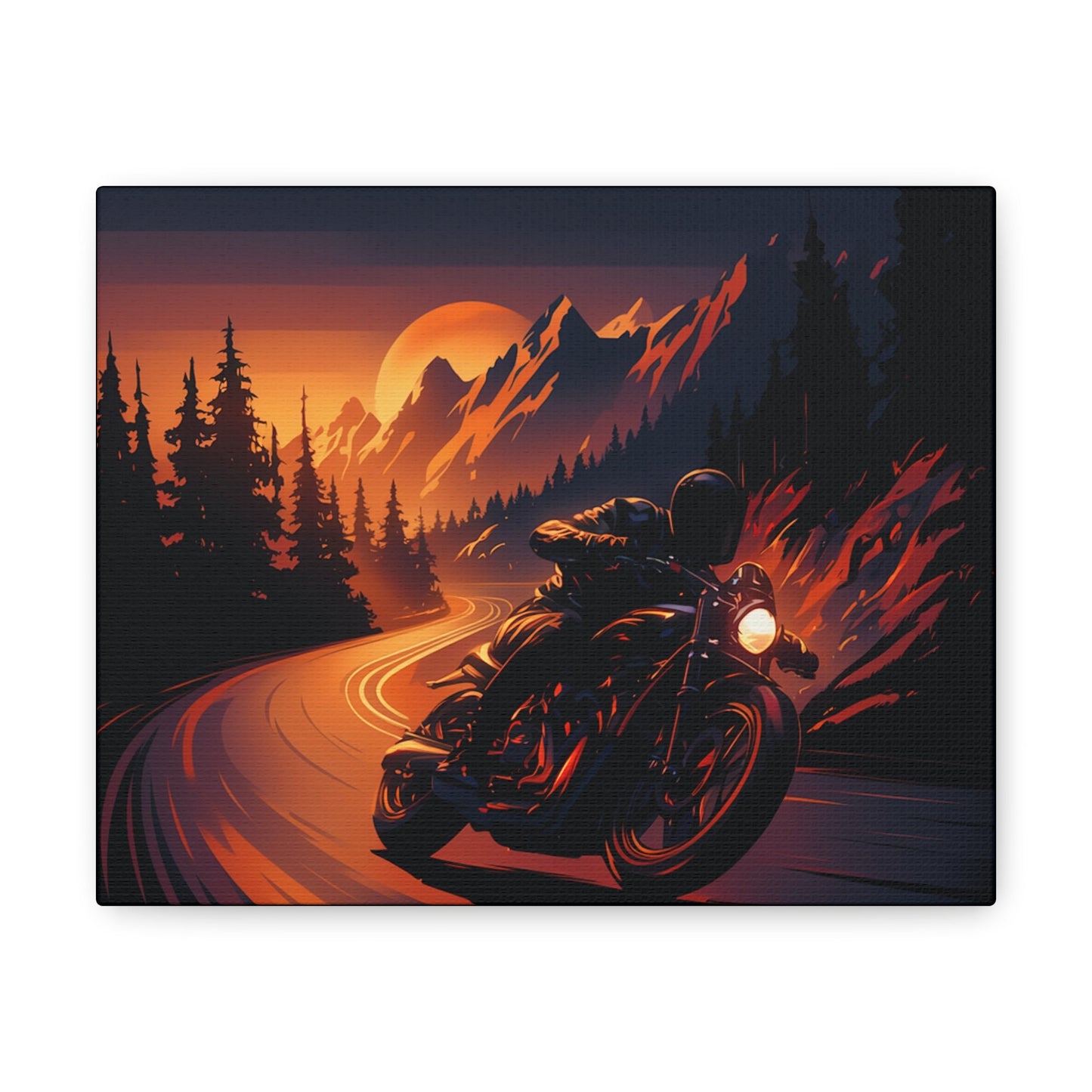 Biker Mountainside Art Canvas - Colorwink