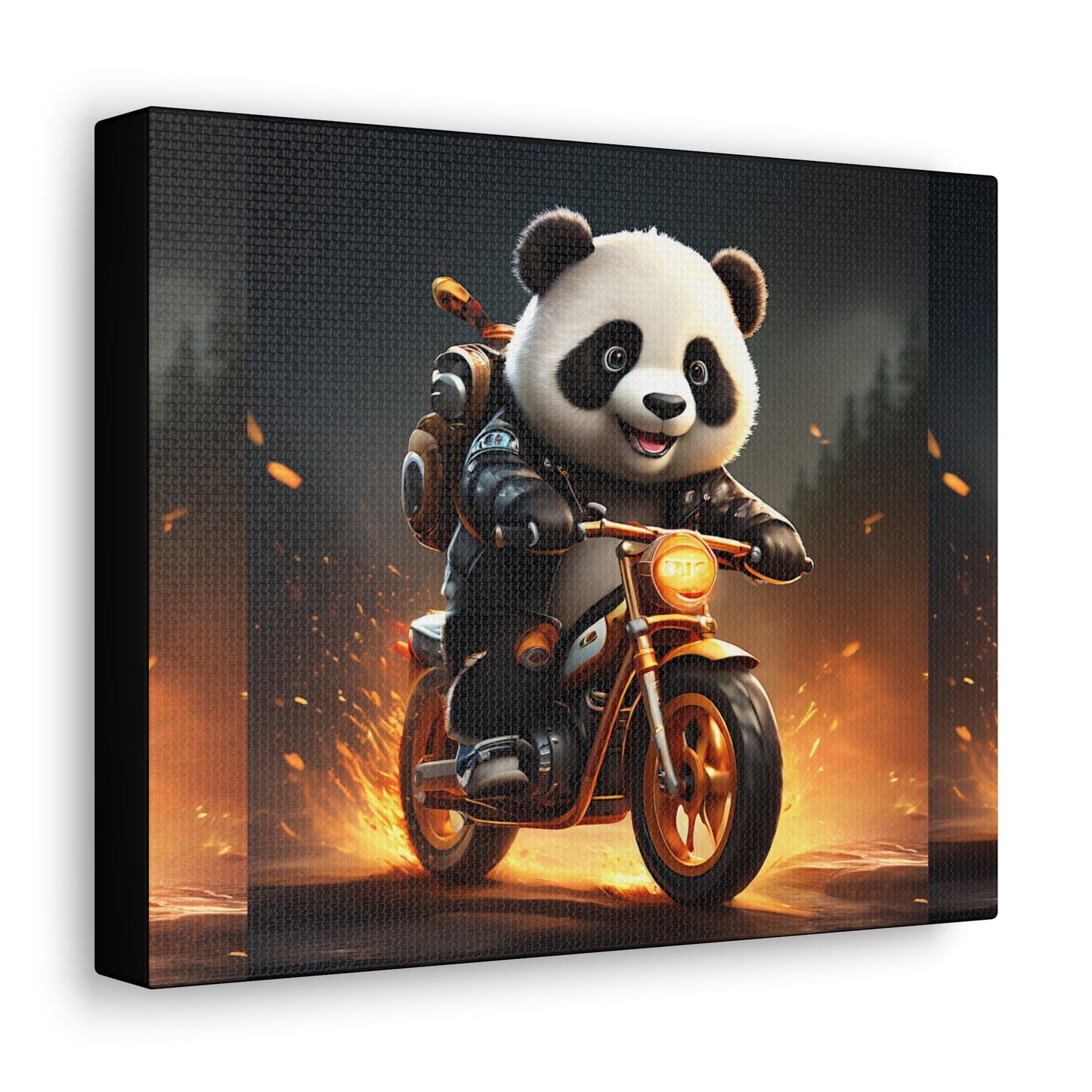 Biker Panda Art Canvas - Colorwink