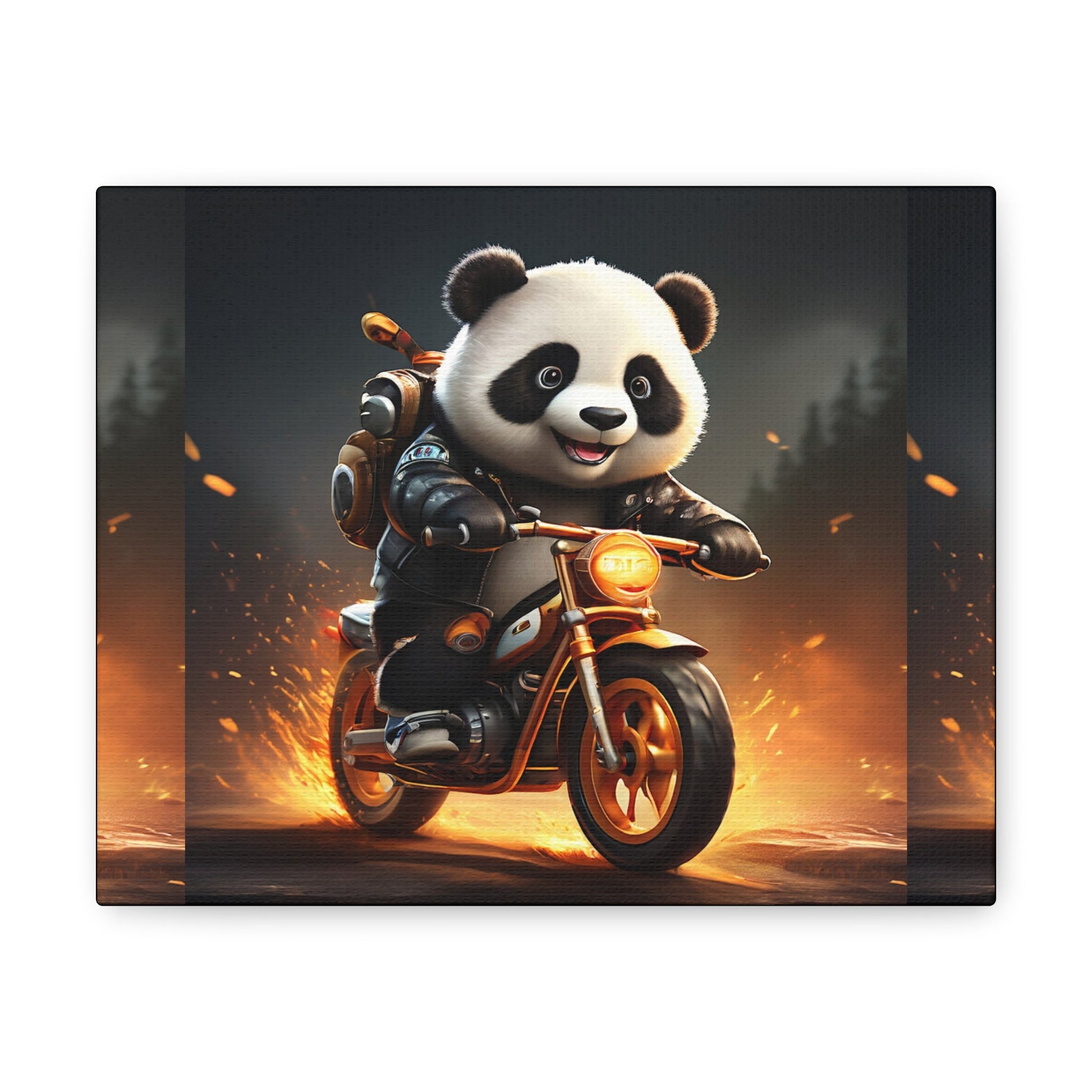 Biker Panda Art Canvas - Colorwink