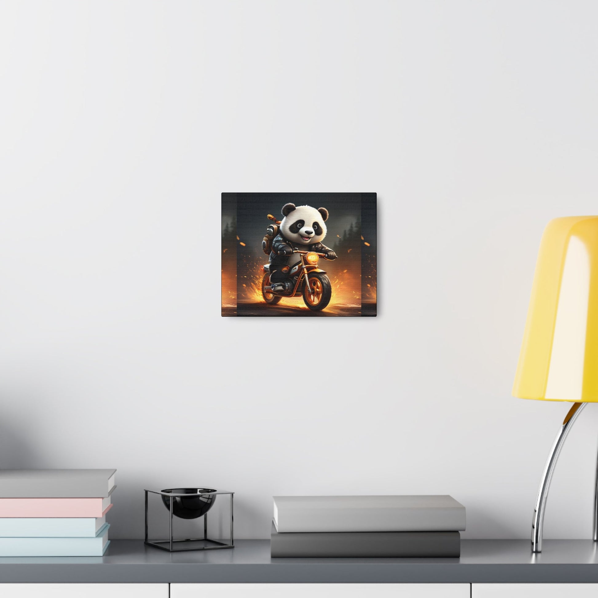 Biker Panda Art Canvas - Colorwink