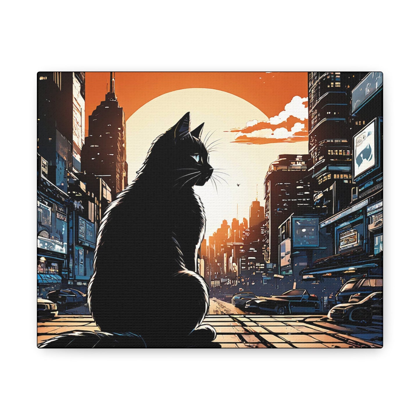 Black Cat Mural Art Canvas - Colorwink