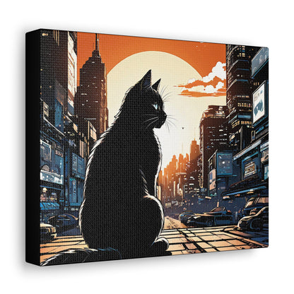 Black Cat Mural Art Canvas - Colorwink