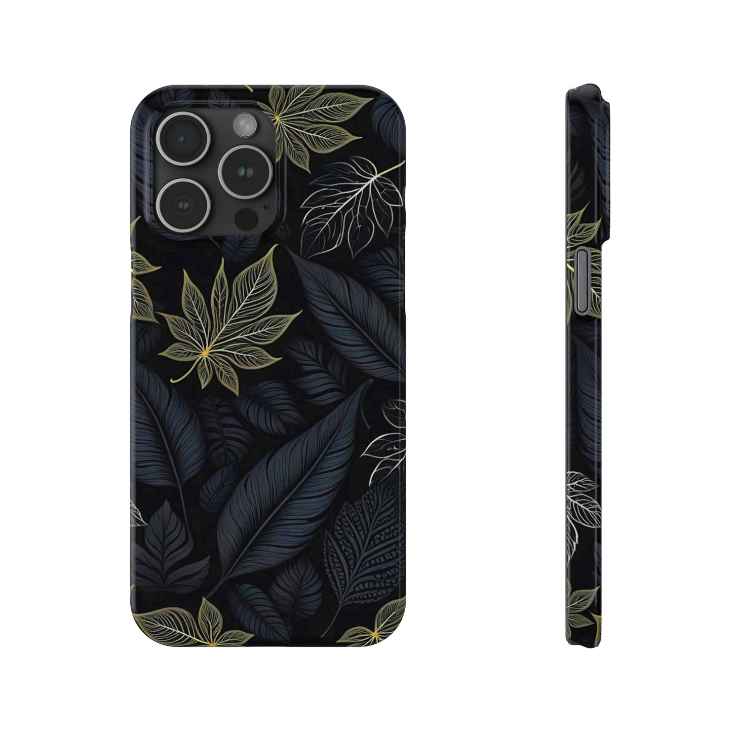 Black leaf Pattern Slim Phone Case - Colorwink