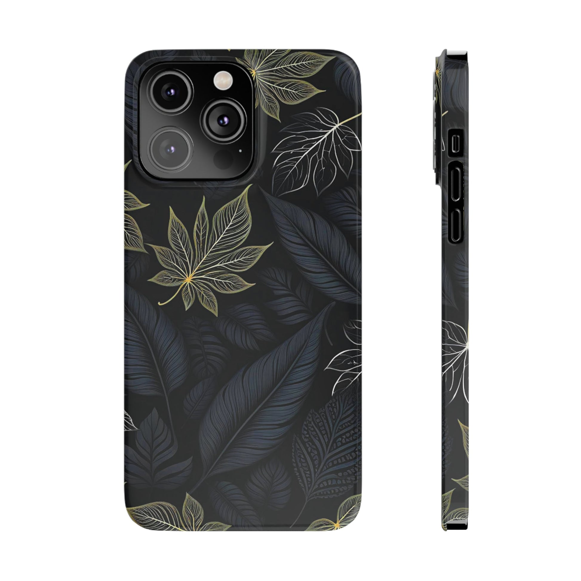 Black leaf Pattern Slim Phone Case - Colorwink