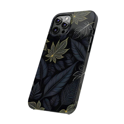 Black leaf Pattern Slim Phone Case - Colorwink