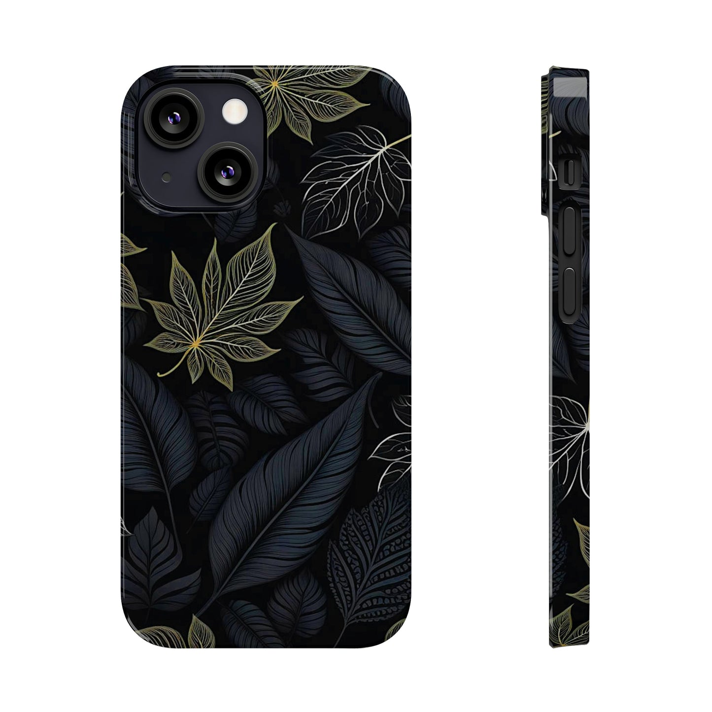 Black leaf Pattern Slim Phone Case - Colorwink