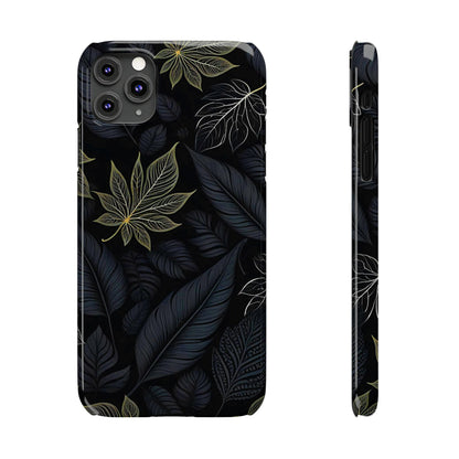 Black leaf Pattern Slim Phone Case - Colorwink