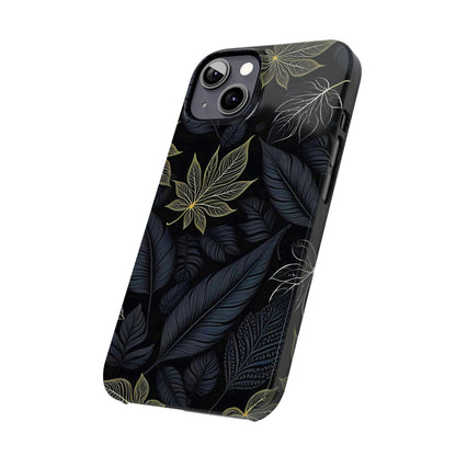 Black leaf Pattern Slim Phone Case - Colorwink