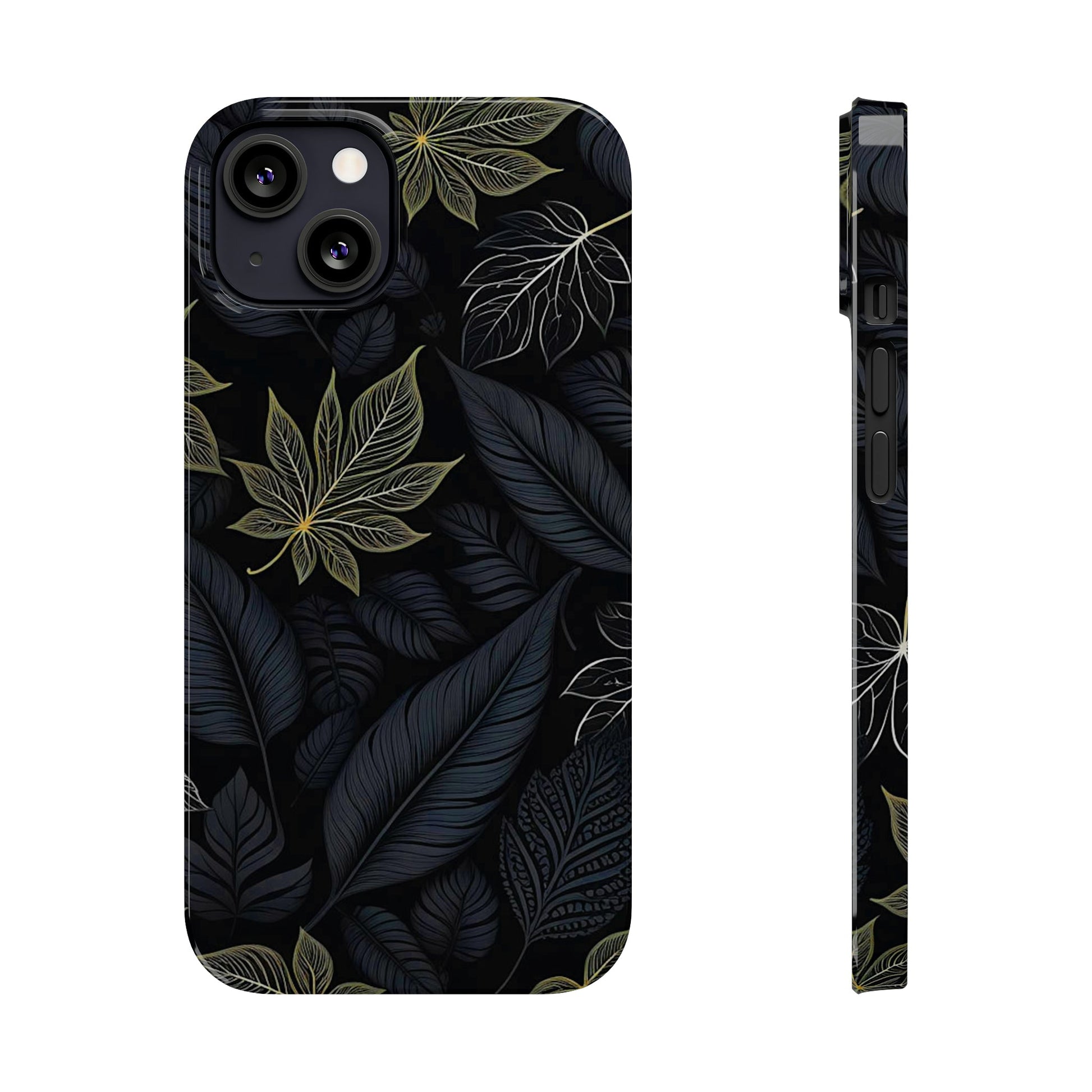 Black leaf Pattern Slim Phone Case - Colorwink