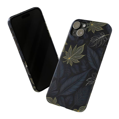 Black leaf Pattern Slim Phone Case - Colorwink