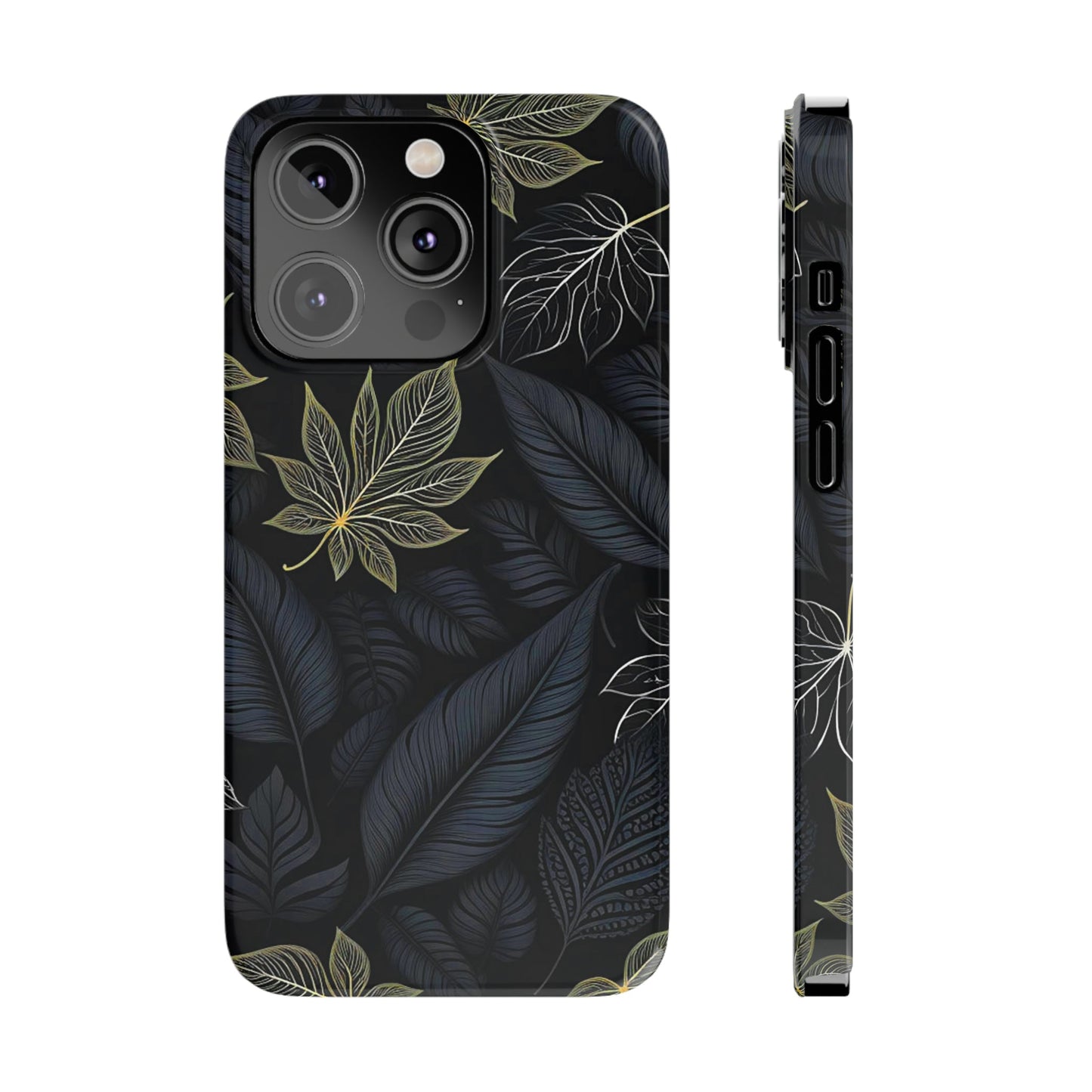 Black leaf Pattern Slim Phone Case - Colorwink