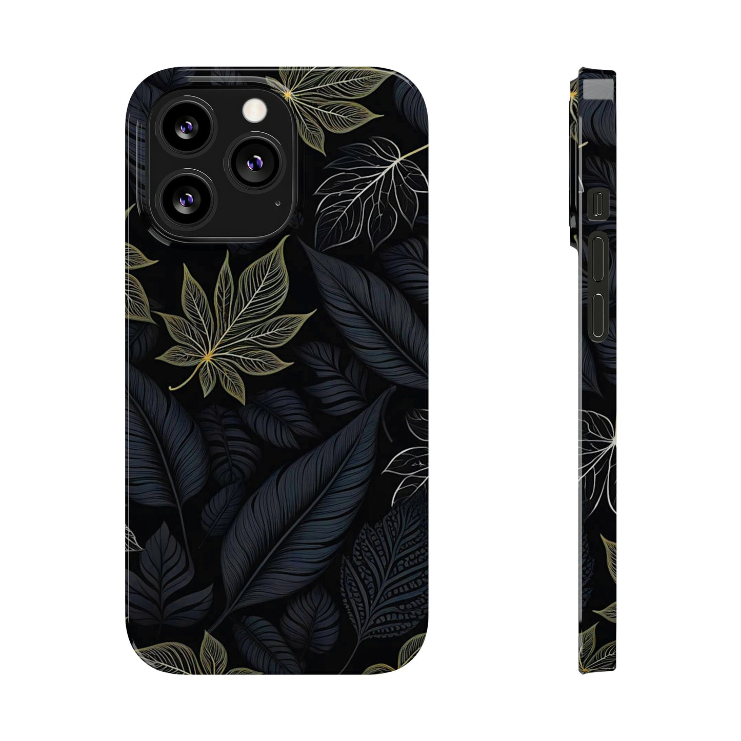 Black leaf Pattern Slim Phone Case - Colorwink