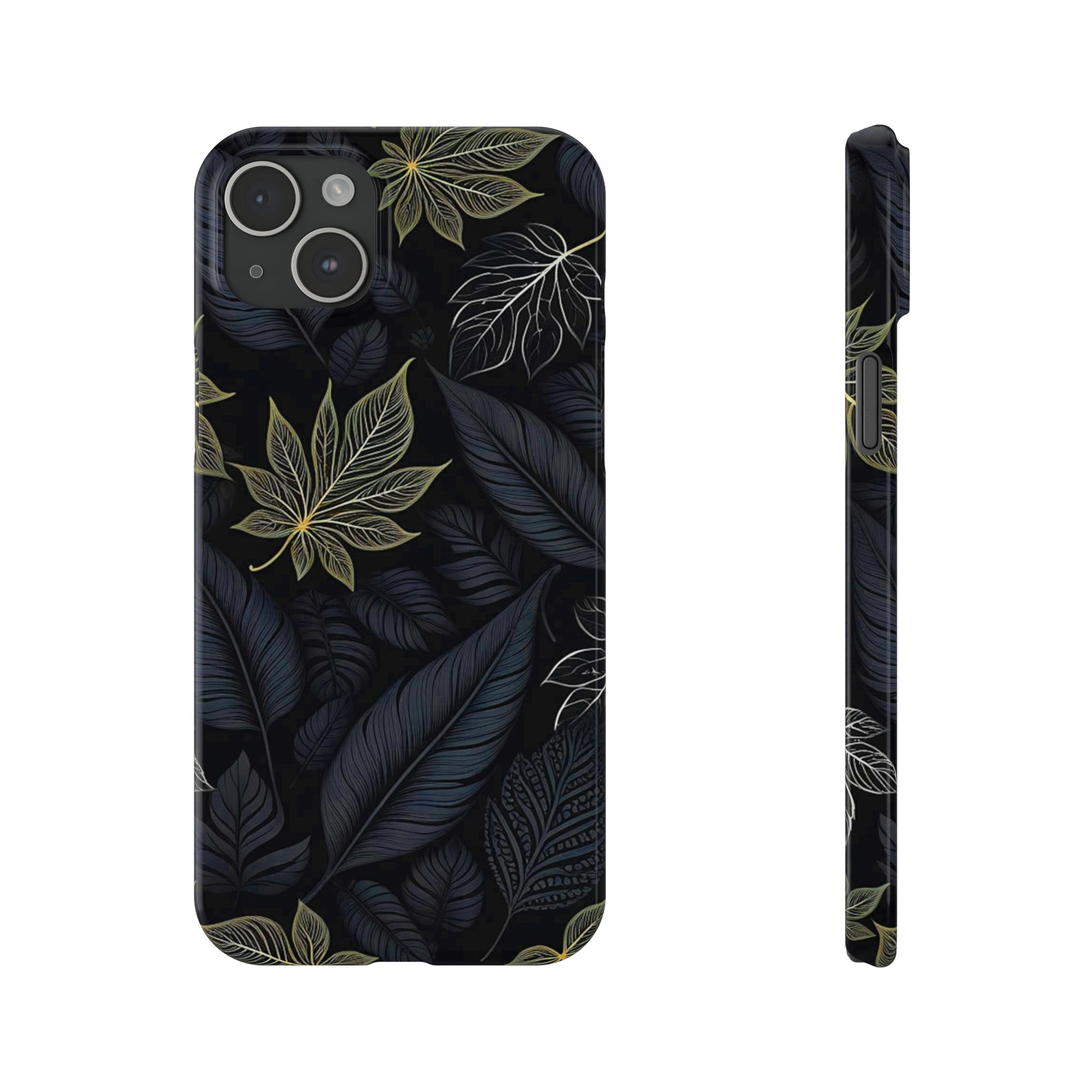 Black leaf Pattern Slim Phone Case - Colorwink