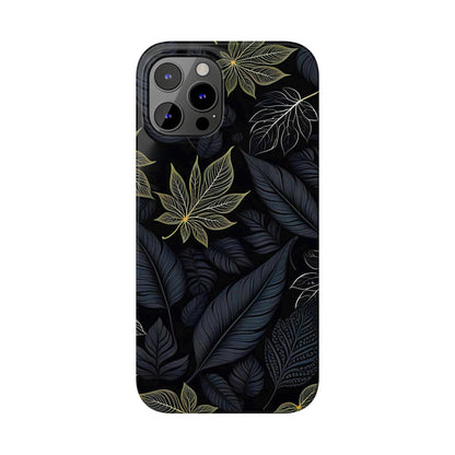 Black leaf Pattern Slim Phone Case - Colorwink