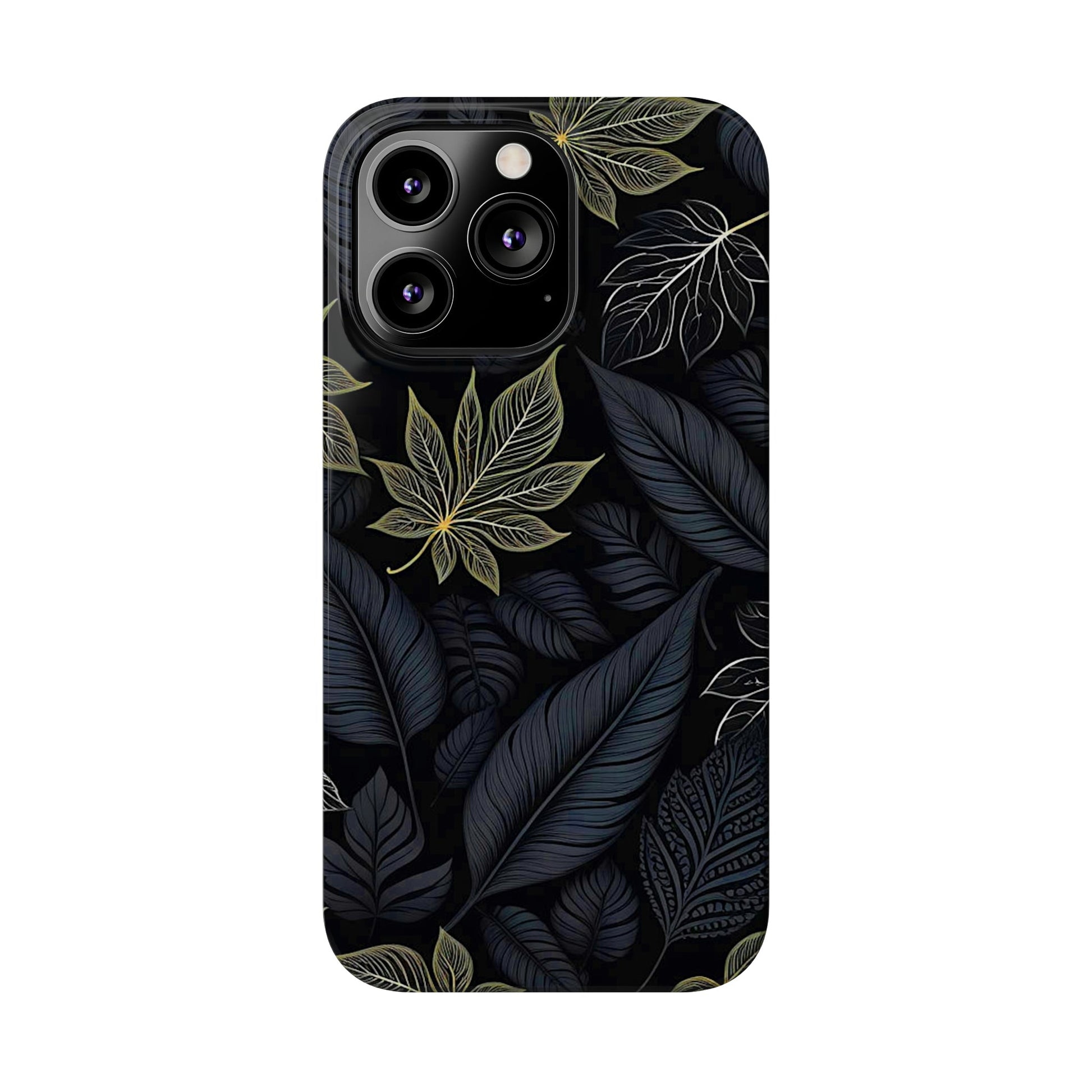 Black leaf Pattern Slim Phone Case - Colorwink