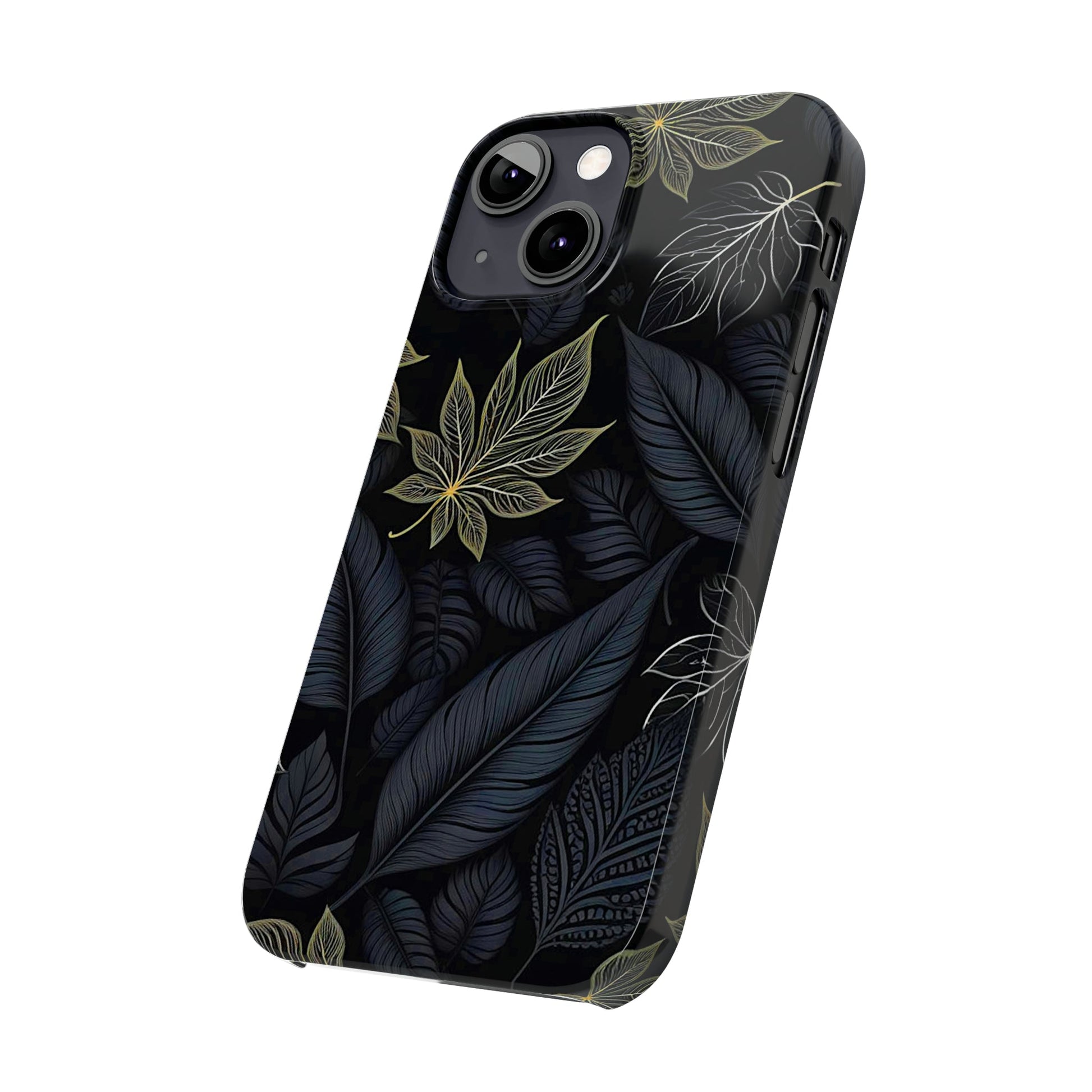 Black leaf Pattern Slim Phone Case - Colorwink