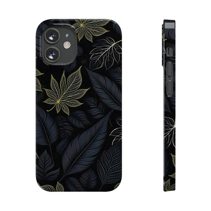 Black leaf Pattern Slim Phone Case - Colorwink