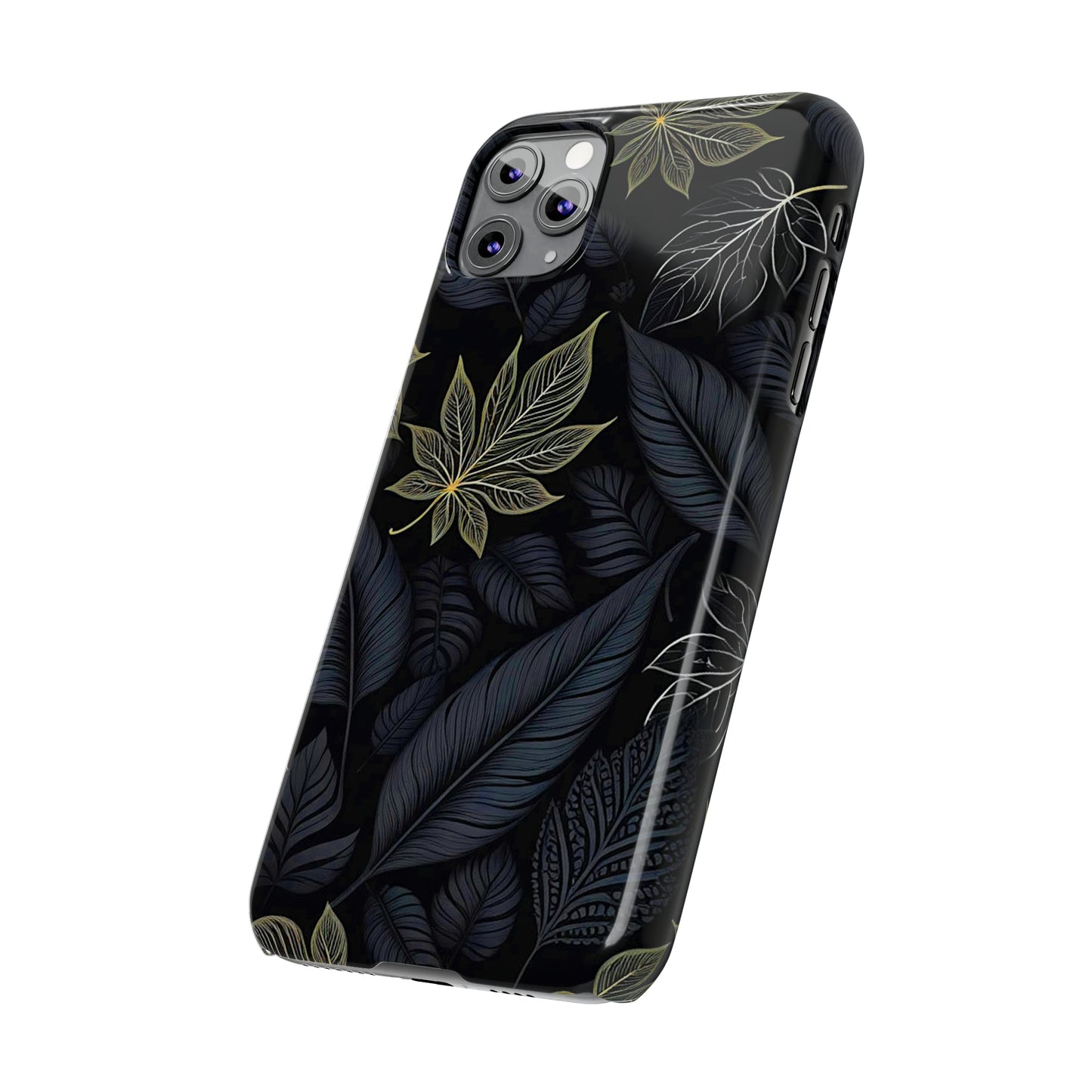 Black leaf Pattern Slim Phone Case - Colorwink