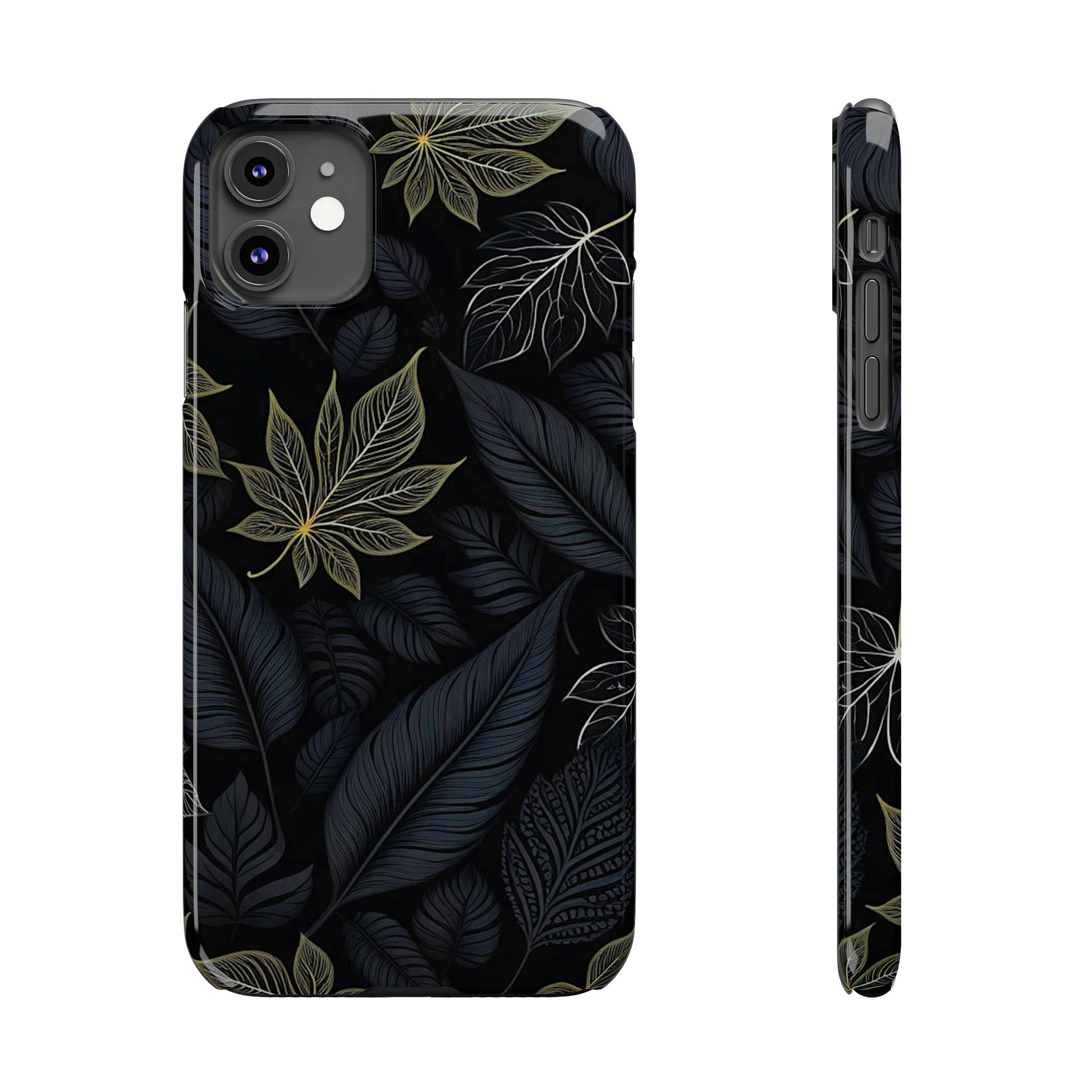 Black leaf Pattern Slim Phone Case - Colorwink