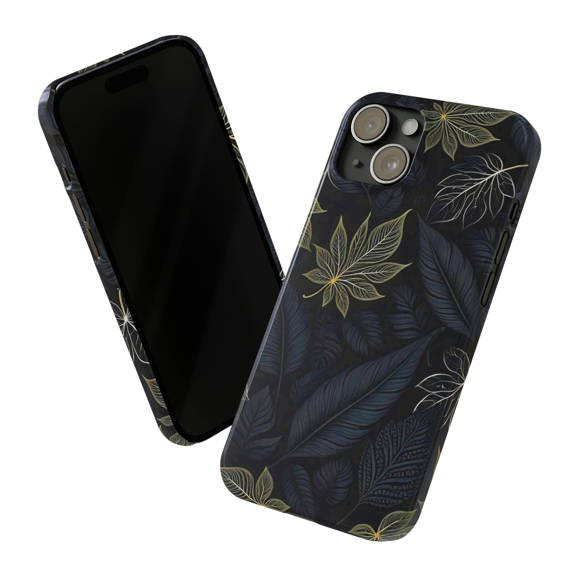 Black leaf Pattern Slim Phone Case - Colorwink