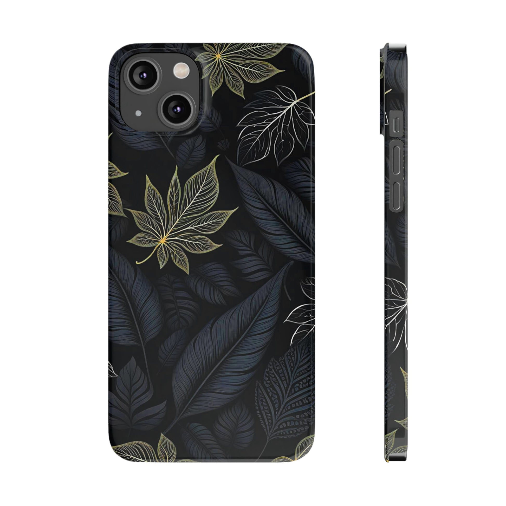 Black leaf Pattern Slim Phone Case - Colorwink