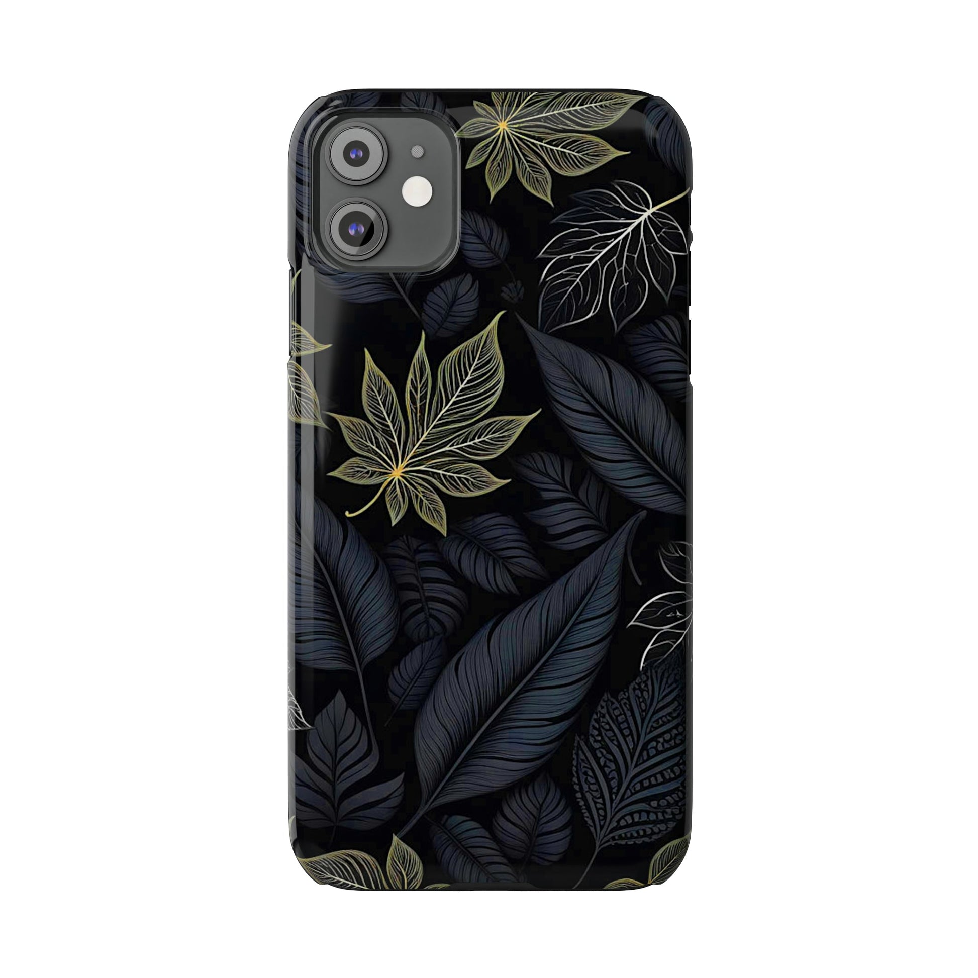 Black leaf Pattern Slim Phone Case - Colorwink