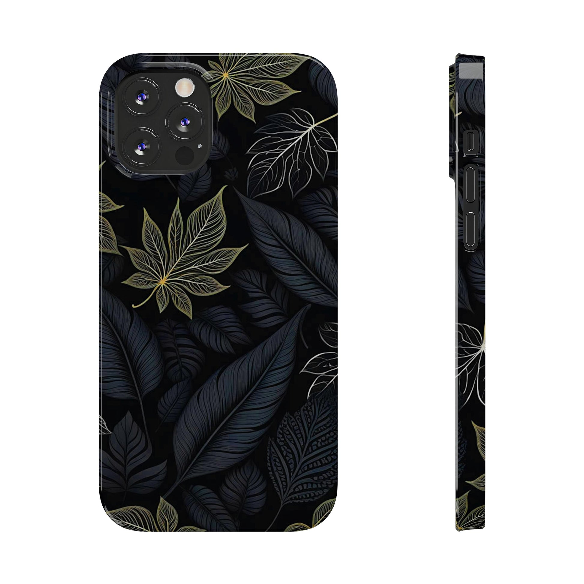 Black leaf Pattern Slim Phone Case - Colorwink