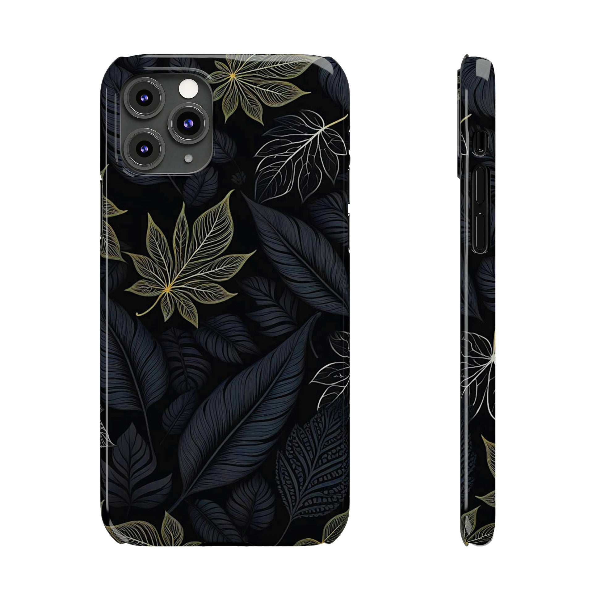 Black leaf Pattern Slim Phone Case - Colorwink