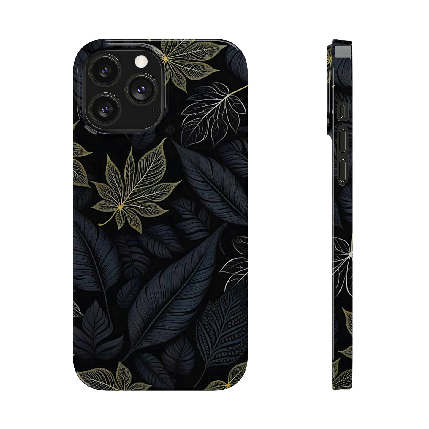 Black leaf Pattern Slim Phone Case - Colorwink