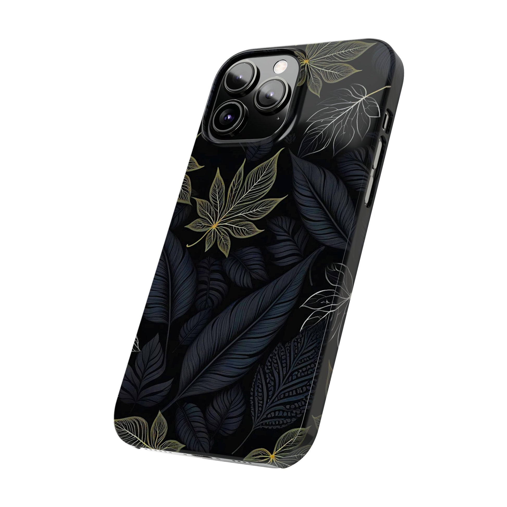 Black leaf Pattern Slim Phone Case - Colorwink