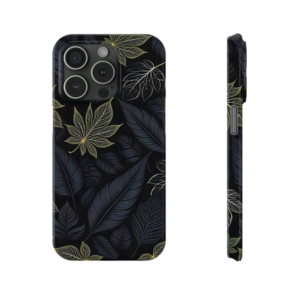 Black leaf Pattern Slim Phone Case - Colorwink